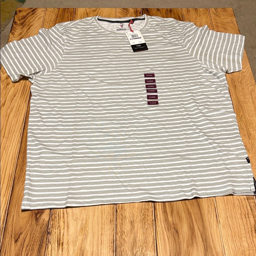 Classic International Report NWT  Striped Short Sleeve Tee - Light Gray